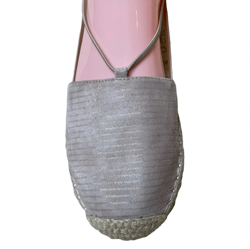 Eileen Fisher Lee Espadrilles 6 Slip-On Flat Loafers Suede Leather Taupe